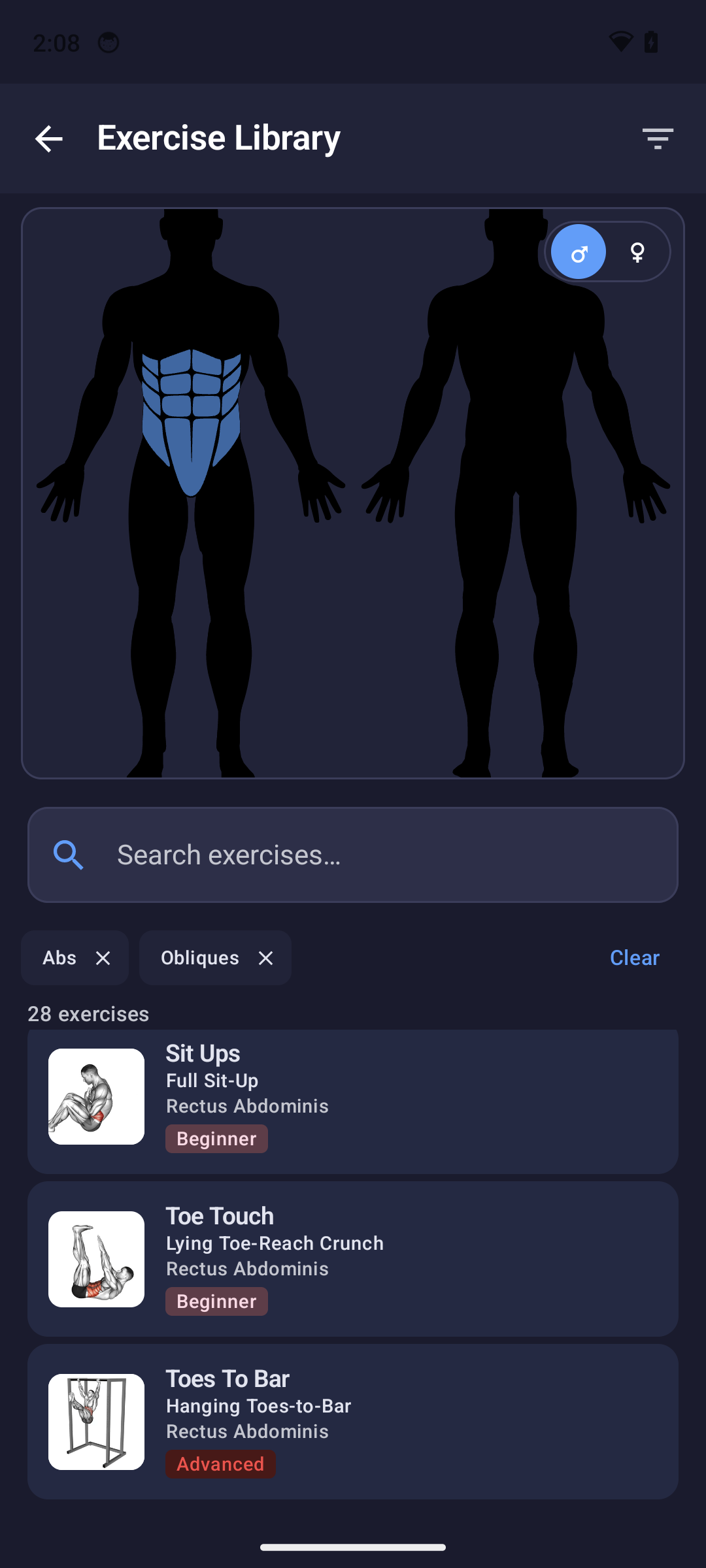Interactive 3D muscle anatomy in the ByteFit exercise library