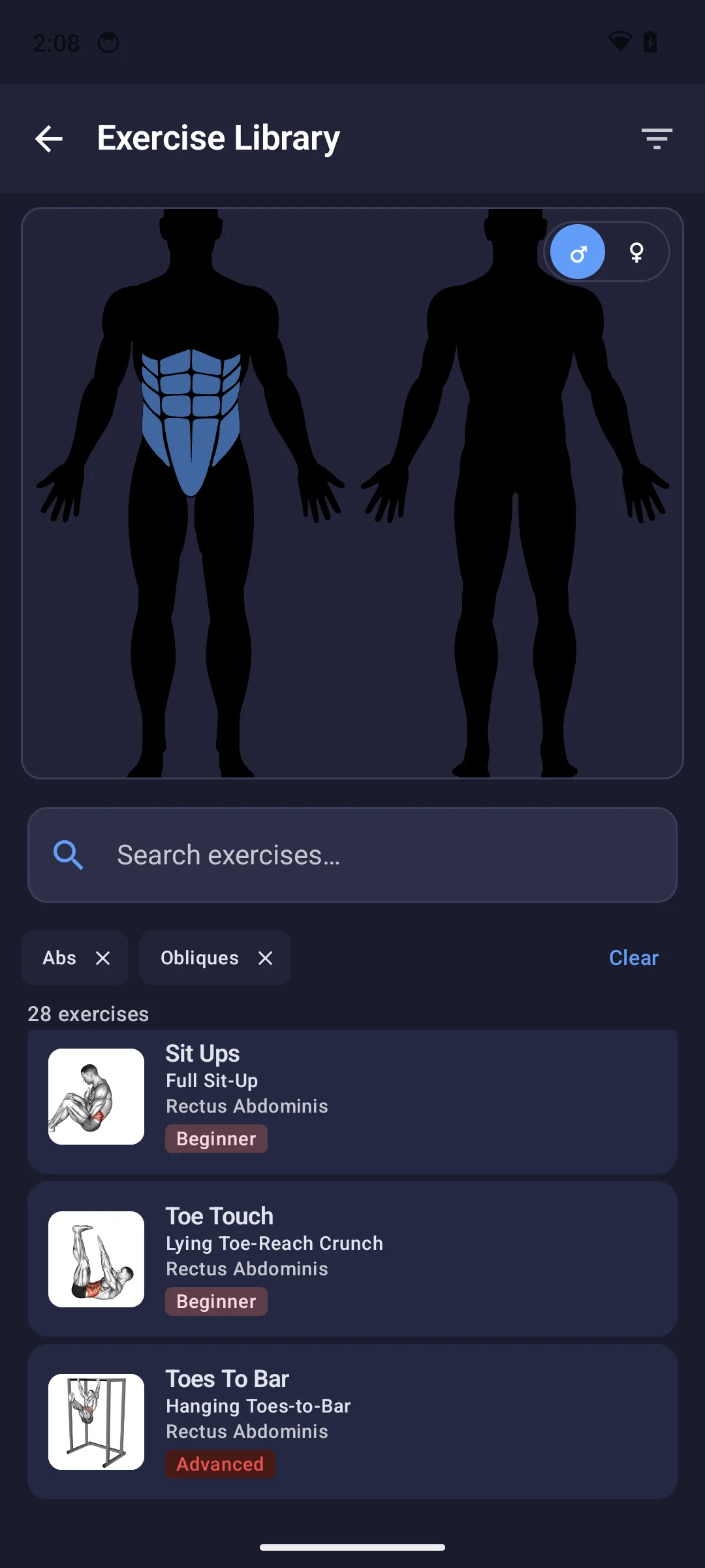 Interactive 3D muscle anatomy in the ByteFit exercise library